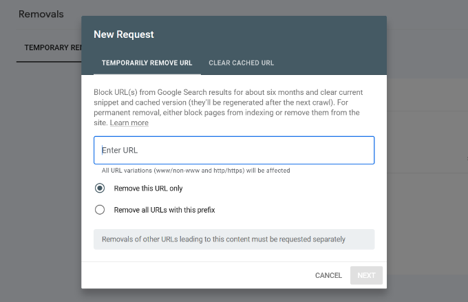 Nueva solicitud de eliminación Nueva solicitud de eliminación