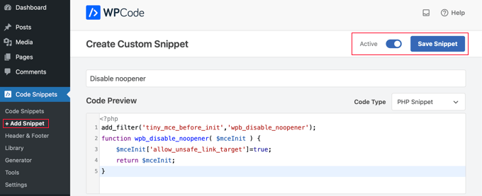 Adding a Code Snippet Using WPCode Adding a Code Snippet Using WPCode