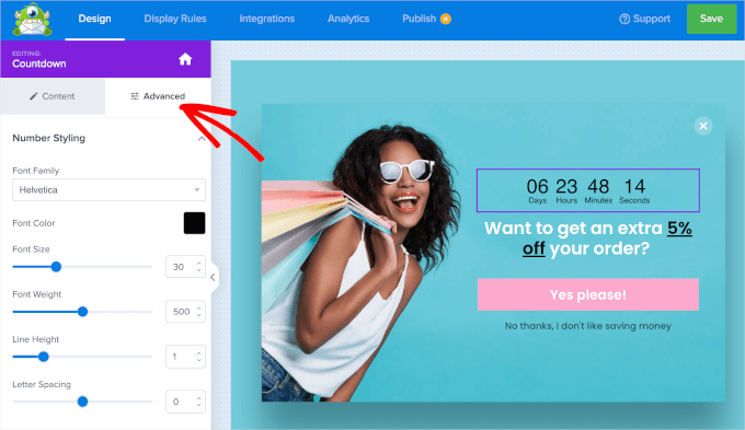 optinmonster-newcampaign-popup-customizingcountdown Customizing OptinMonster's countdown timer