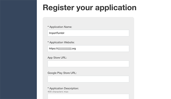 Register application Register application