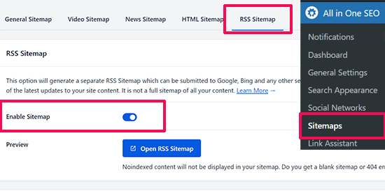 RSS sitemap in All in One SEO for WordPress RSS sitemap in All in One SEO for WordPress