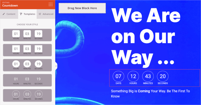 seedprod-landingpages-addingcountdownblock-choosingtemplate Choosing a countdown timer template