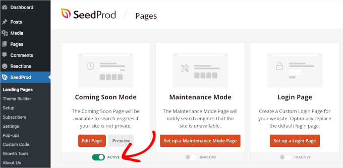seedprod-landingpages-comingsoon-active Changing page status to Active