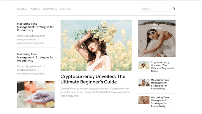 An example of a SeedProd magazine template An example of a SeedProd magazine template
