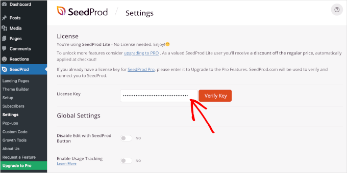 seedprod-settings-licensekey Enter your license key
