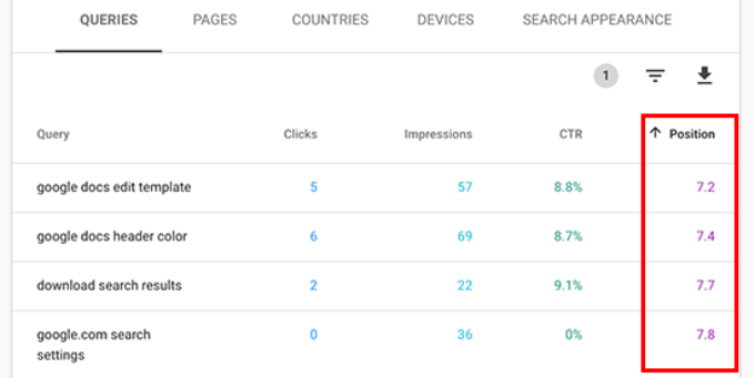 Ordenar posiciones Ordenar posiciones
