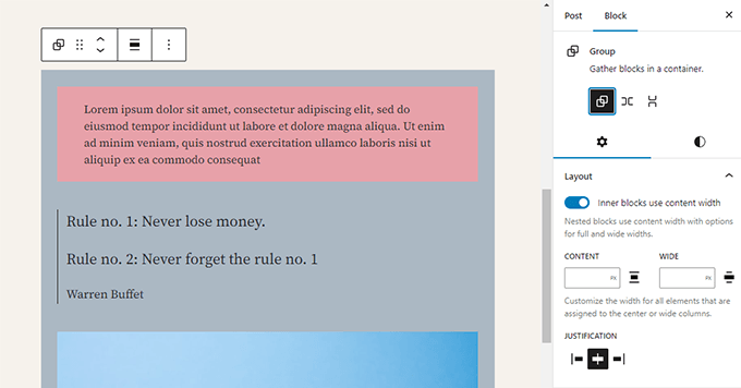Style group blocks Style group blocks
