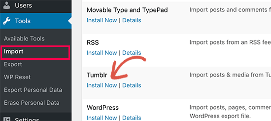 Installing Tumblr importer Installing Tumblr importer