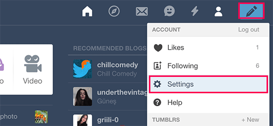 Tumblr Settings Tumblr Settings
