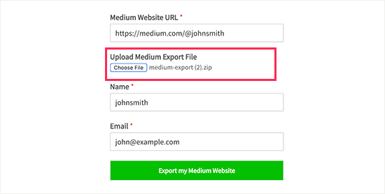Upload your Medium export file Upload your Medium export file