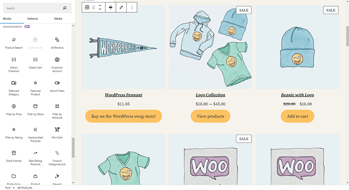 WooCommerce blocks in block editor WooCommerce blocks in block editor