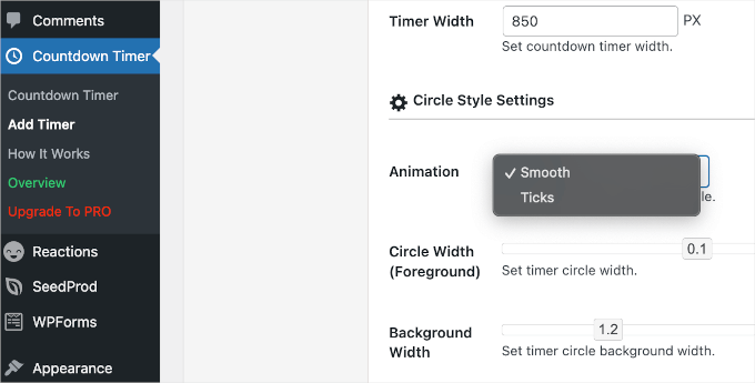 wpadminarea-countdowntimer-circlesettings Countdown Timer Ultimate's circle design settings