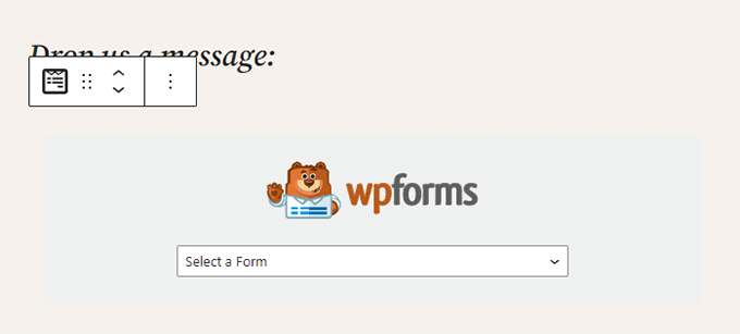 WPForms block example WPForms block example