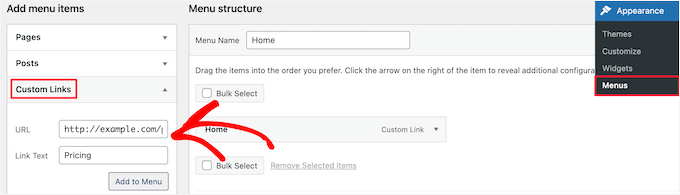 Add pricing page to menu