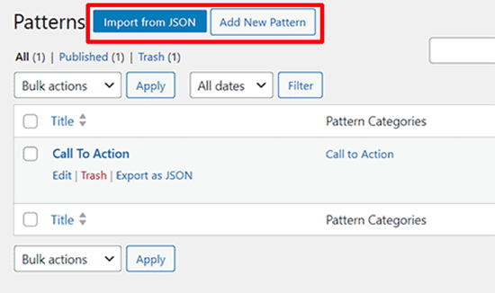 Gutenbergでブロックをインポートするファイルを選択