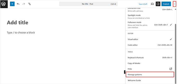 Click Manage Patterns button