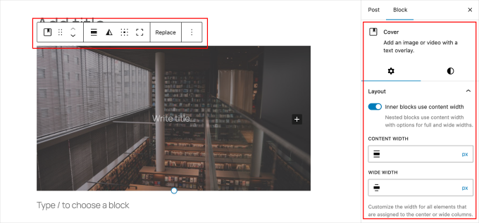 Cover image customization options