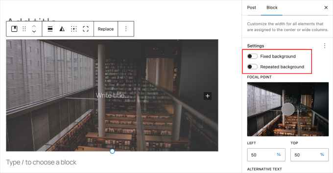 Cover image fixed or repeated background