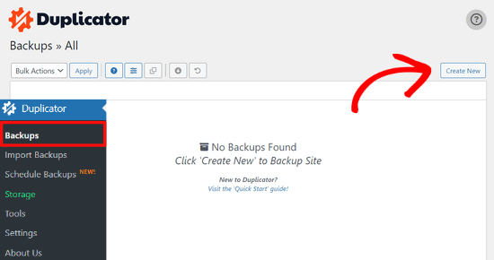 Create new backup for migration Create new backup for migration