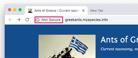 Google Chromeブラウザに表示される「保護されていない」ラベル - WPBeginner Google Chromeウェブブラウザに表示される「保護されていない」ラベル