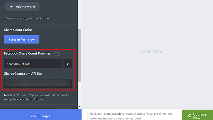 Paste your SharedCount.com API key Paste your SharedCount.com API key