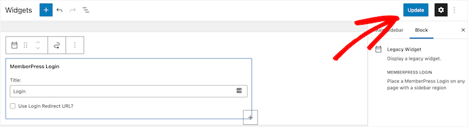 Save new login widget