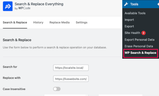 Search and replace URLs from local to live site migration Search and replace URLs from local to live site migration