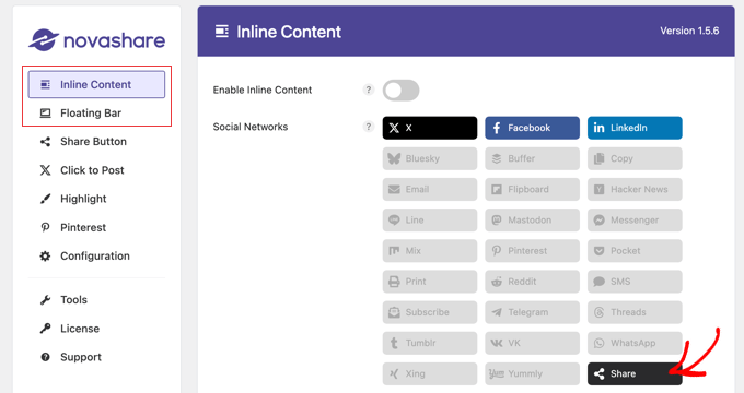Adding the Share Button in Novashare Adding the Share Button in Novashare