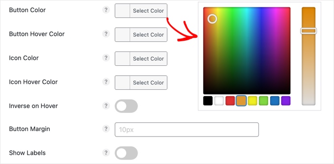 Choosing Button Colors in Novashare Choosing Button Colors in Novashare