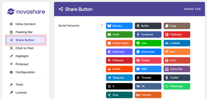 Choosing Social Buttons to Display When the Share Button Is Clicked in Novashare Choosing Social Buttons to Display When the Share Button Is Clicked in Novashare