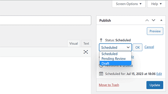 クラシックエディターで下書きに切り替える クラシックエディターで下書きに切り替える