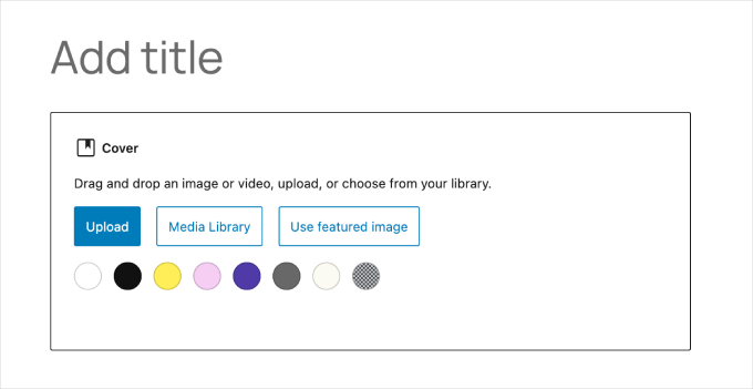 WordPress block editor add cover image