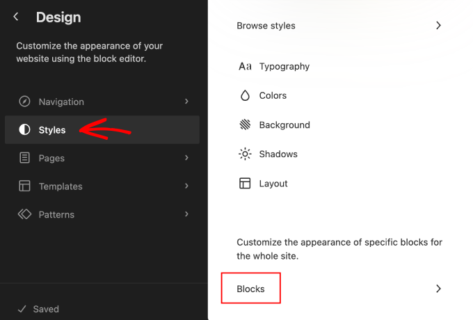 WordPress editor styles blocks