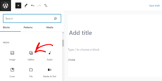 Aggiungi un blocco galleria