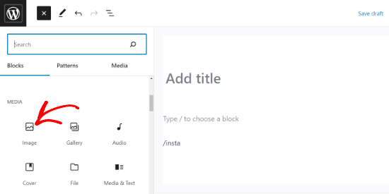 Aggiungi un blocco immagine