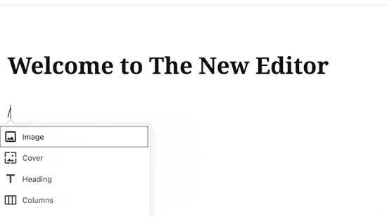 Adding a new image block in WordPress post editor Adding a new image block in WordPress post editor