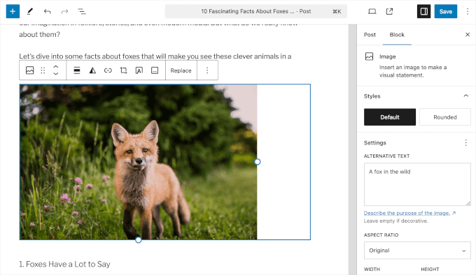 Adding an image using the image block Adding an image using the image block