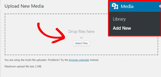 Aggiungi nuovi media a WordPress