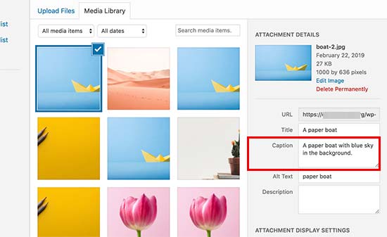 Aggiungere didascalie alle immagini utilizzando l'editor classico