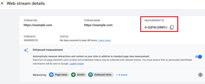 Copy your Measurement ID Copy your Measurement ID