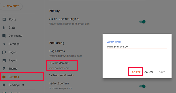 Bloggerでリダイレクトを削除する