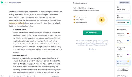 Grammarly editor Grammarly editor