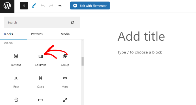 Add Columns Block in Your WordPress post Add a column block
