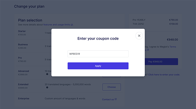 Weglot coupon code: WPBEG19