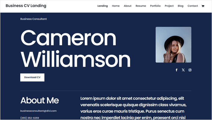 Divi resume theme