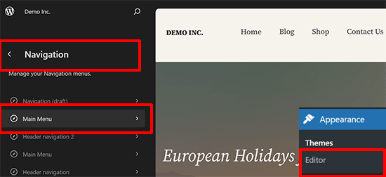Edit navigation in Site Editor Edit navigation in Site Editor