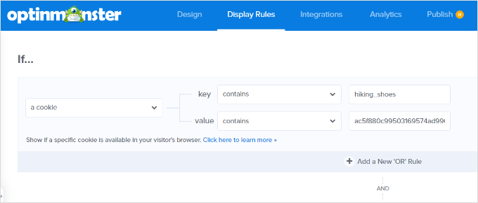 Cookie-Schlüssel und -Wert eingeben Cookie-Schlüssel und -Wert eingeben
