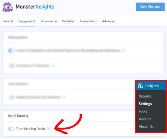 MonsterInsights Scroll Depth Tracking Option MonsterInsights Scroll Depth Tracking Option