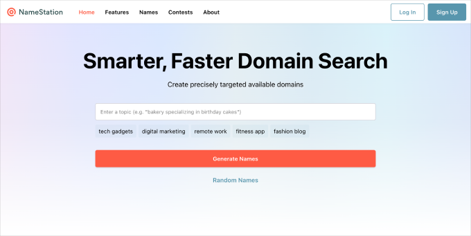 NameStation homepage