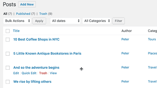 Zmień kolejność postów na blogu za pomocą przeciągnij i upuść Zmień kolejność postów na blogu za pomocą przeciągnij i upuść